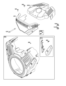 Blower Housing Group Diagram and Parts List for 61E377-0139-J1 400000 - 699999 Briggs and Stratton Engine